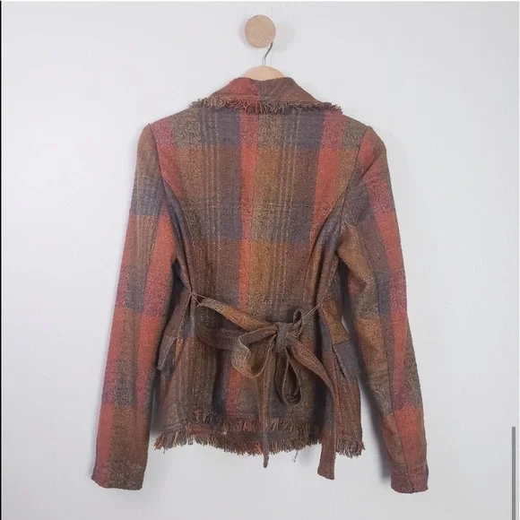Anthropologie Plaid Blazer in Orange and Brown - Picture 8 of 13